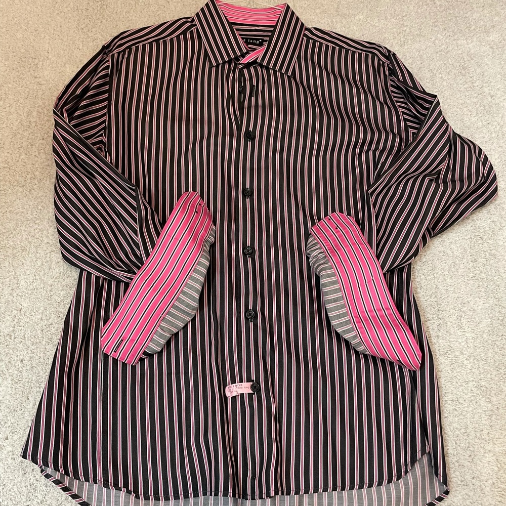Jared Lang pink and black dress shirt